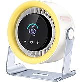 Coolhill USB Desk Fan for Bedroom: 100 Speeds Digital Display Quiet Table Fan with Turbo Airflow, 120° Rotating Small Rechargeable Battery Desktop Fans for Bedroom Home Office (Yellow)