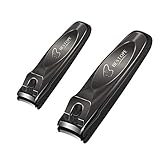 BESTOPE Nail Clippers with Catcher,No Splash Fingernail Toenail Clippers Nail Cutter Set,Black Stainless Steel,Good Gift for Women and Men