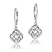 Hoops & Loops 925 Sterling Silver Love Knot Flower Eternity Irish Celtic Design Dangle Lever-back Earrings, Silver, Yellow Gold, Rose Gold & Black Flashed Sterling Silver