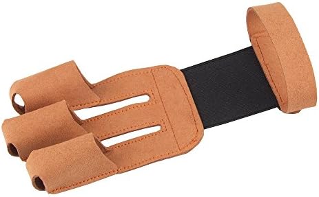 Tsonmall Archery Protector 3 Finger Tab Glove with Leather Wrist Strap Shooting Protect Guard for Hunting Compound Recurve Bows