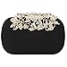 Fawziya Flower Purse With Rhinestones Velvet Clutch Evening Bags-Black