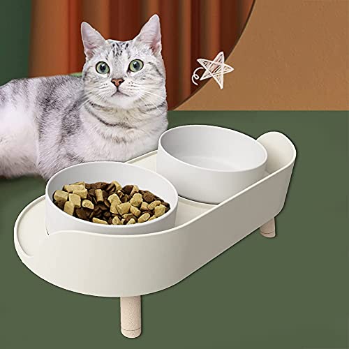 Elevated Cat Food Bowls with NoSpill Design, Raised Ceramic Cat Dog