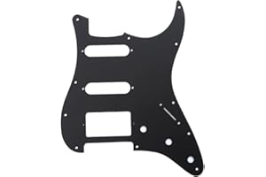 Musiclily HSS 11 Holes Strat Electric Guitar Pickguard for Fender US/Mexico Made Standard Stratocaster Modern Style Guitar Parts,1Ply Matte Black