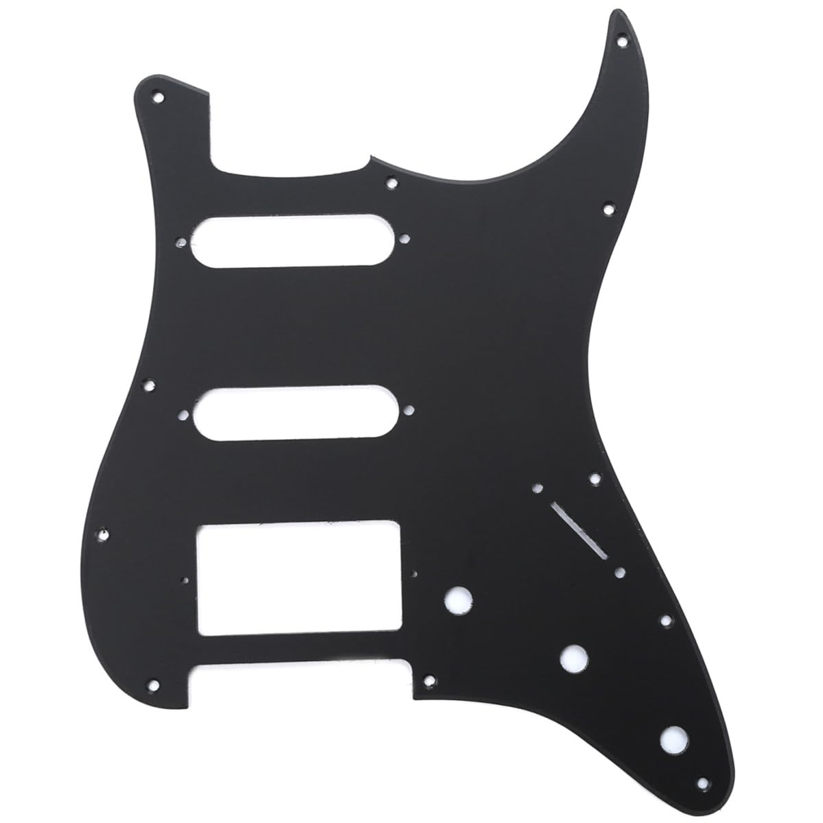 Musiclily HSS 11 Hole Guitar Strat Pickguard for Fender USA/Mexican Made Standard Stratocaster Modern Style,1Ply Matte Black — image 1