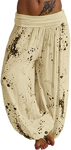 Thenxin Women Bohemian Yoga Harem Pants Elastic Smocked Waist Pleated Loose Hippie Aladdin Trouser