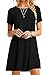 YMING Women's Short Sleeve Swing Loose Flowy Casual Tunic Shirt Mini Dress Black S