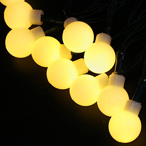 XUNATA 39.6ft Solar Powered LED String Lights Flexible Waterproof 100 LEDs White Ball Lights for Indoor Outdoor Home Patio Lawn Garden Party Holiday Decorations(Warm White)