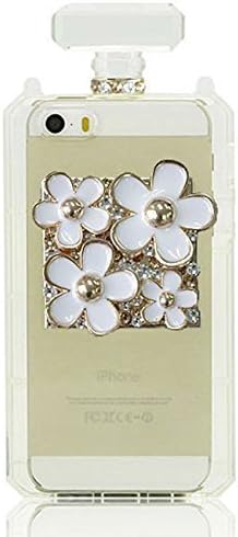 Sasa(TM) iPhone 7 Plus Case ,Lovely Daisy Bling Crystal Diamond Chain Perfume Bottle Style TPU Case Cover for iPhone 7 Plus (5.5 inch) (White)