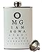 8oz Stainless Steel Primo 18/8#304 Funny Eye Test Chart Premium High Quality/Heavy Duty Hip Flask Gift Set - Includes Funnel and Gift Box
