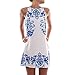 Lowpricenice Women Sleeveless Dresses Reto Porcelain Print Party Short Dress
