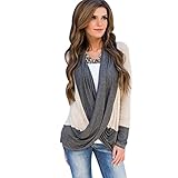 Perman Women Irregular Splice Cotton Long Sleeve V Neck T Shirts Tops Blouse