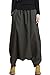 Mordenmiss Women's Drop Crotch Pants Linen Harem Drape Capri Culottes Style 2 Blackish Green