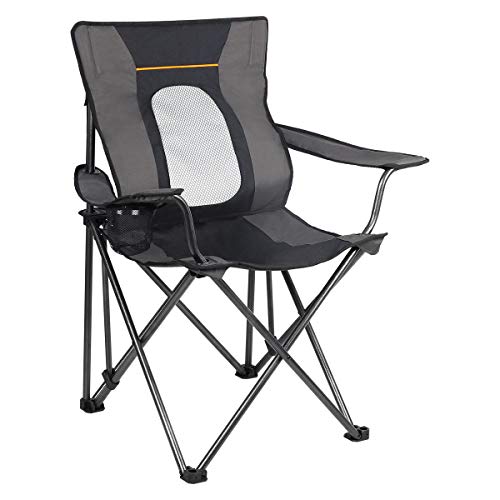 PORTAL Folding Camping Chair with Lumbar Back Support Oversized Heavy Duty Portable Quad Chairs, Cup Holder, Support 350 LBS
