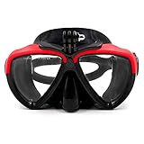 TELESIN Silicone Diving Glass With Detachable Screw Mount Diving Mask Scuba Snorkel Swimming Goggles For Sports Camera GoPro HD Hero 2 3 3+ 4,4 Session,5 Session,5 Black,6black (Red&Black)