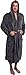 Ross Michaels Mens Robe Hooded Wrap Style - Mid Length Plush Fleece Bathrobe (Gray, 3X-Large)