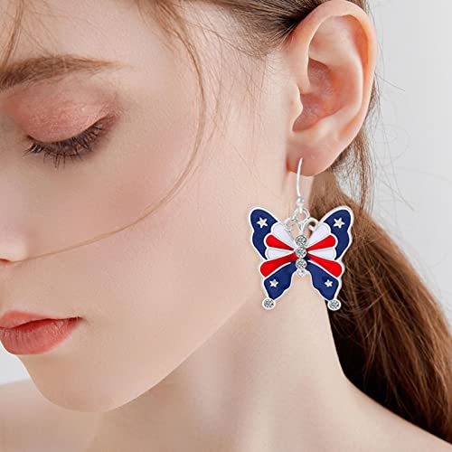 American Flag Earrings 4th of July Patriotic Dangle Earrings Star Drop Earrings for Women Girls Independence Day Gift Accessories