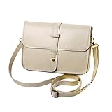 Vintage Leather CrossBody Handbag HN Shoulder Messenger Bag (Beige)