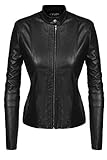 ACEVOG Women Winter Faux Leather Moto Jacket Cyle Bomber Quilted Biker Outerwear