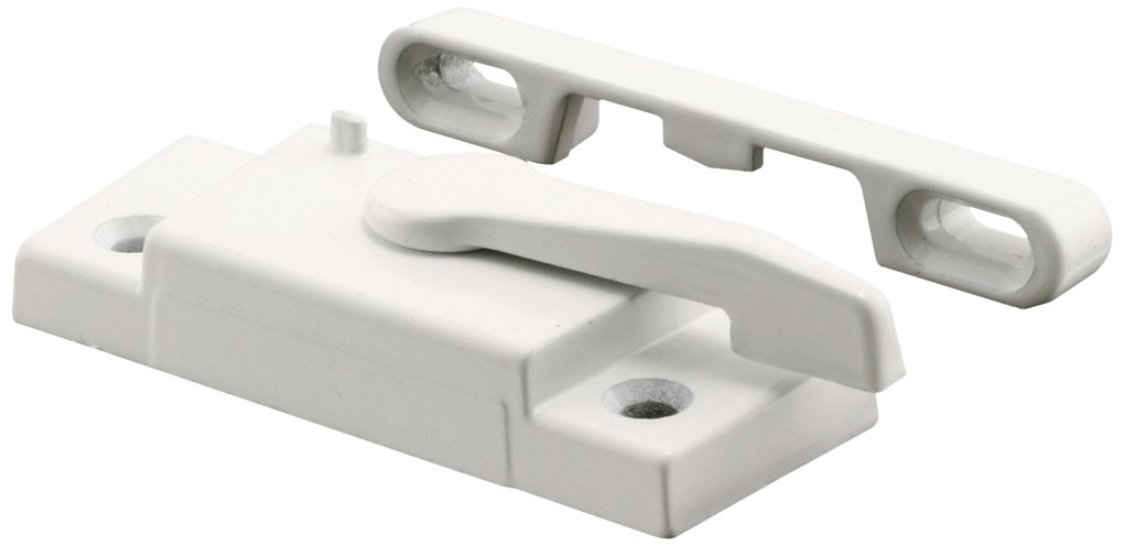 Photo 1 of Prime-Line F 2625 Sash Lock, 2-1/16 In. Hole Centers, Left-Hand, BetterBilt 350 Series Vertical Sliding Windows, Diecast Zinc, White, (Single Pack)