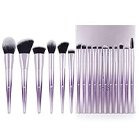 DUcare Makeup Brush Set Professional Synthetic Essential Face Eye Shadow Eyeliner Foundation Blush Lip Powder Liquid Cream Blending Brow Brushes Make Up Brushes Set (Ombré Purple&Silver, 17Pcs)