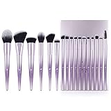DUcare Makeup Brush Set, 17Pcs Ombré Color Professional Essential Face Eye Shadow Eyeliner Foundation Blush Lip Powder Liquid Cream Blending Brushes(Purple Silver)