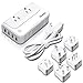Baban Voltage Converter Universal Travel Adapter, Step Down 220V to 110V Converter with 4-Port USB Charging, Worldwide Plug Adapter with UK/AU/US/EU/in/IT Plug for International Travel, White