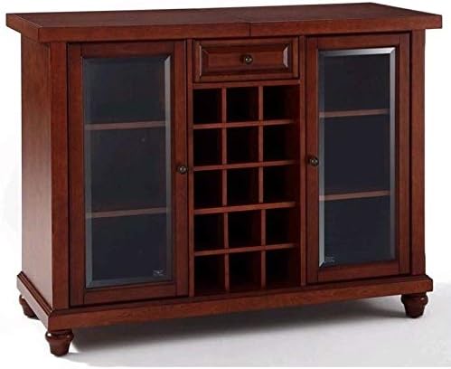 Pemberly Row Sliding Top Home Bar Cabinet in Vintage Mahogany