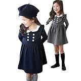Waboats Winter Girls Long Sleeve Double Breasted Princess Dress