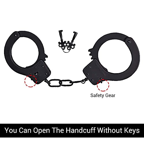 Handcuffs Double Lock with Two Handcuff Keys Costume Accessory Cosplay