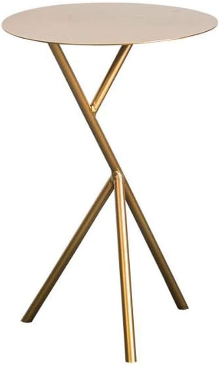 WGYDREAM End Side Tables, Sofa Table, Wrought Iron Small Round End Table Tea Coffee Table, Simple Bedroom Living Room Balcony Waiting Area Reading Table Snack Table (Color : Golden, Size : 383858cm)