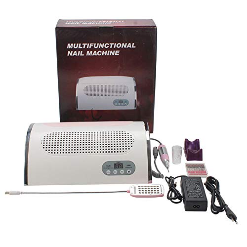 XGuang 4 in 1 Nail Polishing Machine LED Light Nail Dryer Lamp with Nail File Drill Pen Kit Nail Dust Collector with 3 Fans Electric Nail Drill Machine for Acrylic Gel Nails