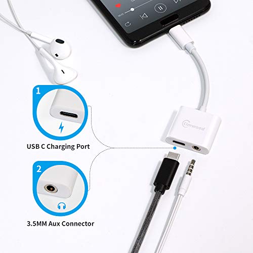 USB C to 3.5mm Headphone Charge Adapter Compatible for Pixel 2/2XL/3/3XL, iPad Pro 2018, HTC, Essential Phone and More