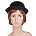 VBIGER Women Woolen Roll-up Brim Fedora Bowler Hat (Black)