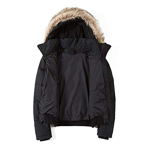 Royal Matrix Women's Classic Bomber Short Down Jacket with Removable Faux Fur (Black, Medium)
