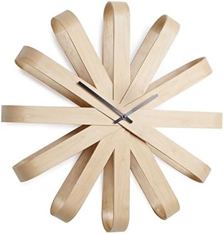 Umbra Ribbon Wall Clock, NATURAL Wood Work Decor Scandinavian Style Living Room