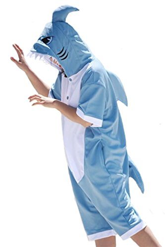 WOTOGOLD Animal Cosplay Costume Summer Adult  Shark Pajamas Short Sleeve,X-Large,Blue Summer