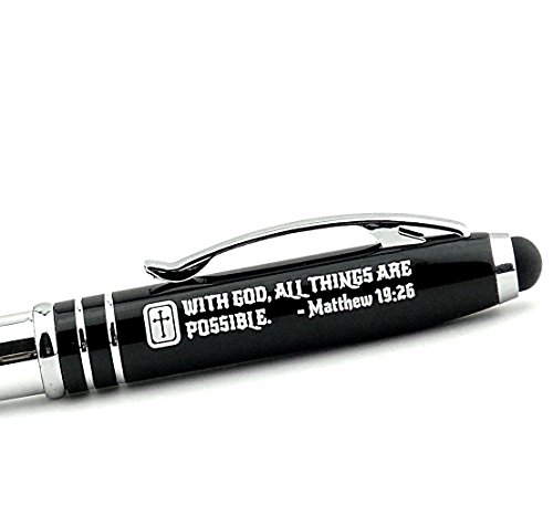 image for Inkstone Matthew 19:26 Engraved Pen Light with Stylus - 