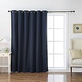 Best Home Fashion Wide Width Thermal Insulated Blackout Curtain - Antique Bronze Grommet Top - Navy - 80
