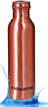 EVERGROW Matt Finish Outside Lacqour Coated Leak Proof Copper Bottle, 900 Ml