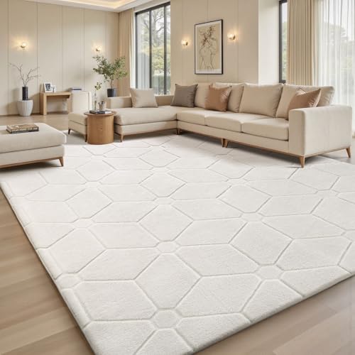 Sour Lemon Groß Teppich Wohnzimmer 200x300cm, Flauschiger Teppiche Creme