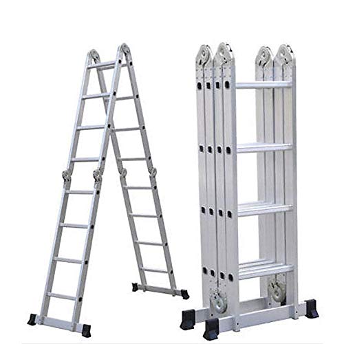 ZhanGe Scaffold Ladder, Extension Ladder 4.7M, Multi-Purpose Ladder, Adjustable Combination 15.5Ft Extendable Aluminum Folding Collapsible Lightweight Locking Hinges 330lbs Capacity En131 Standard