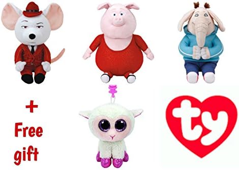 TY Beanie Babies Regular Plush - Sing Movie (Meena, Mike and Gunter) - SET of 3,FREE GIFT WHIT PURCHASE (Teeny ty Twinkle ) - By ADD&amp;SHIP
