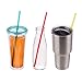 Dakoufish 11 Inch Long Reusable Replacement Plastic Glitter Drinking Straws for 30 oz & 20 oz Mason Jar,Tumblers, Set of 12 with Cleaning Brush(11inch, 6color)