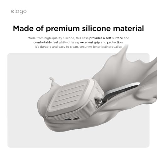 elago Armor Case Compatible with AirPods 4 Case - Compatible with AirPods 4 Case, Carabiner Included, Supports Wireless Charging, Total Protection (Stone)