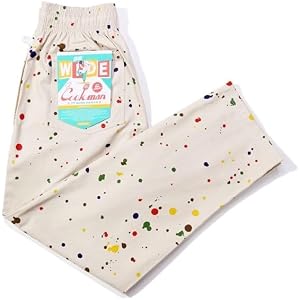 COOKMAN Chef Pants Semiwide - Sauce Splash : Beige, Semi-Wide Fit for Kitchen & Street Use, Comfort & Mobility :