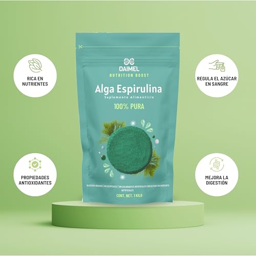 Daimel | Alga Espirulina Pura En Polvo 1kg Superfood Orgánica 100% pura