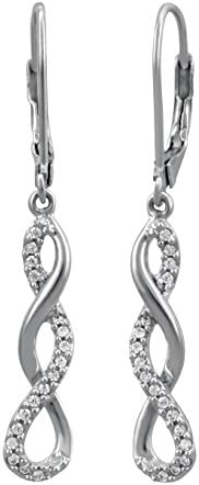 Raksha Bandhan Gifts Earring For Women : Infinity Design 10 kt White Gold Round Diamond Accent Dangle Lever-back Drop Earrings for Girls