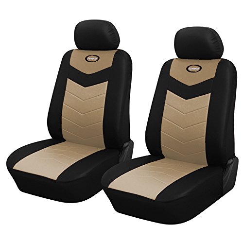 Air Bag Compatible Universal Car Seat Covers Black and Tan Full Set 40
