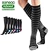 BAMS Premium Bamboo Compression Socks for Men & Women - Antibacterial 20-30 mmHg Graduated Knee-High Sock with Hypoallergenic Odor-Kill Technology for Running, Sports, Travel, Maternity (1 Pair)