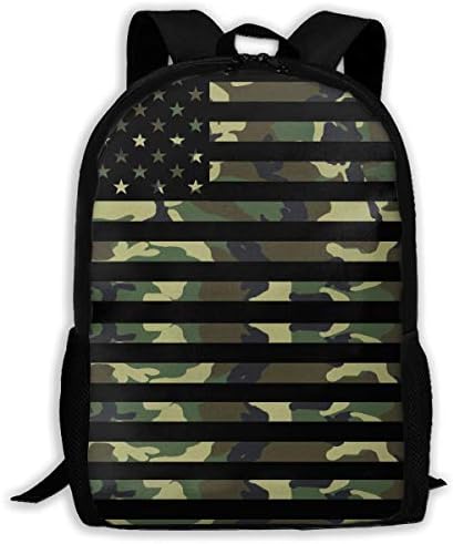 NO4LRM Adult Shoulder Bag American Camo Multipurpose 3D Printing Casual Backpack College Bags for Travel Camping Hiking Outdoor Sports Men Women